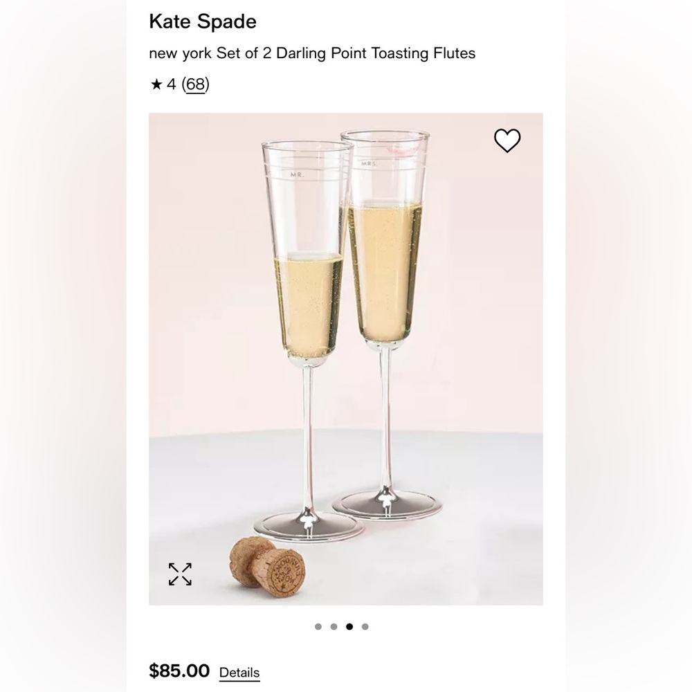 Kate Spade Set of 2 Darling Point Toasting Flutes